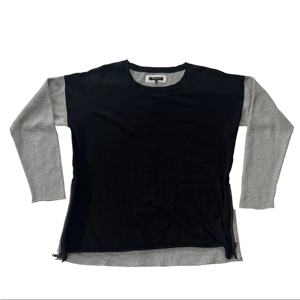 Lafayette 148 Women’s Long Sleeve Sweater L Size Zip Colorblock Cashmere Blend